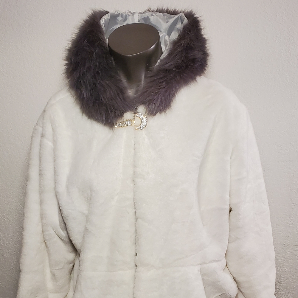 White Faux Plus Size Coat
